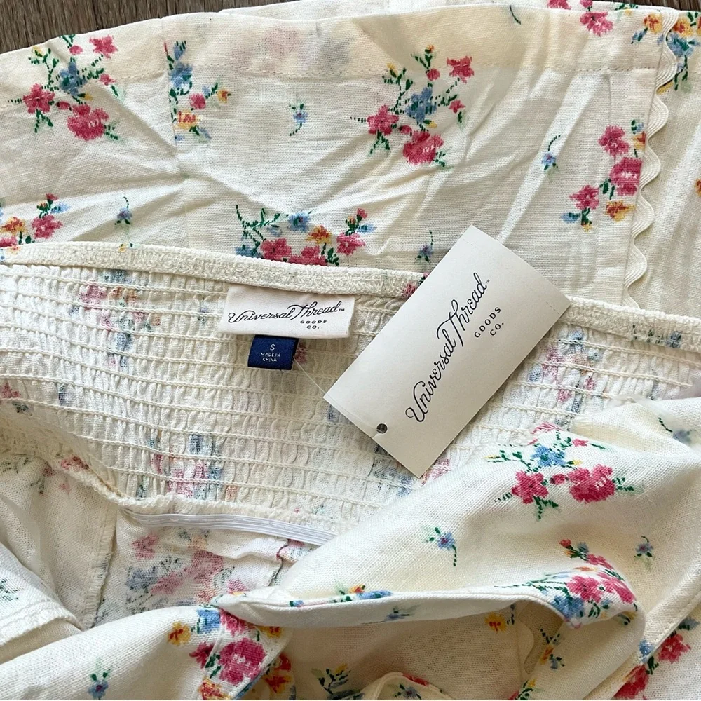 Universal Thread Cream Floral Halter Dress with Pink & Blue Blooms - Picture 3 of 3